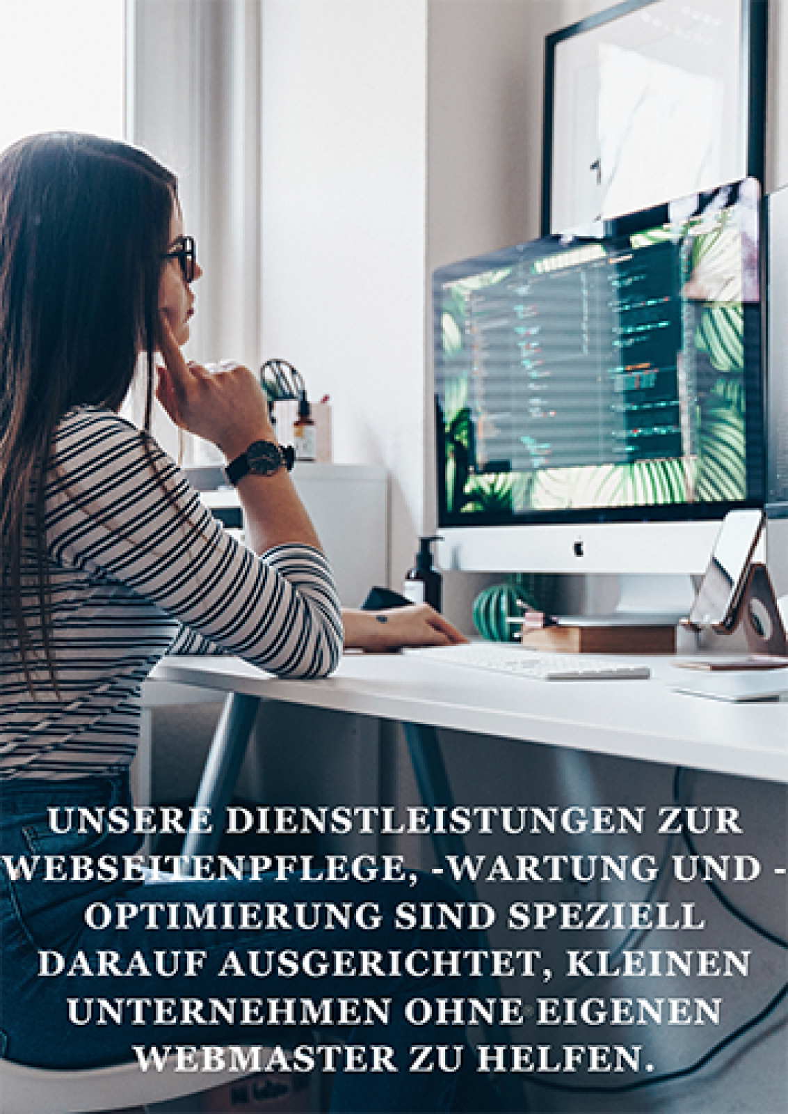 Wenn Sie keinen Webmaster haben, brauchen Sie sich keine Sorgen zu machen! Wir kümmern uns darum, dass Ihre Webseite stets in Topform ist.